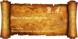 Maczinger Antos névjegykártya